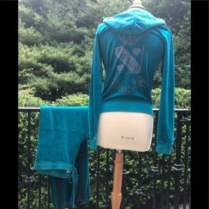 Y2k Juicy Couture turquoise velour Tracksuit set